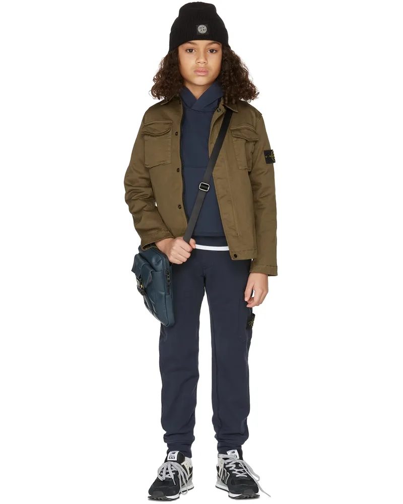 Stone Island Kids Green Cotton Gabardine Jacket V0054