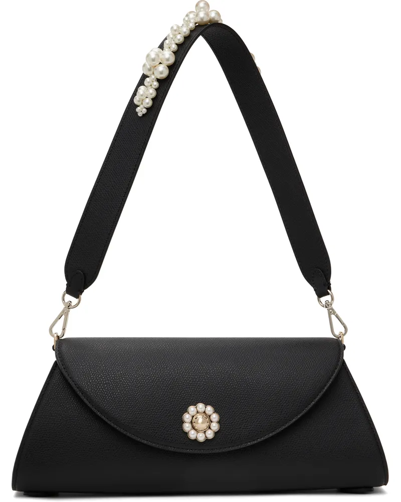 Simone Rocha Black Beaded Long Pochette Valentine Bag Black