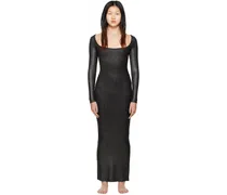 Black Soft Lounge Shimmer Long Sleeve Maxi Dress