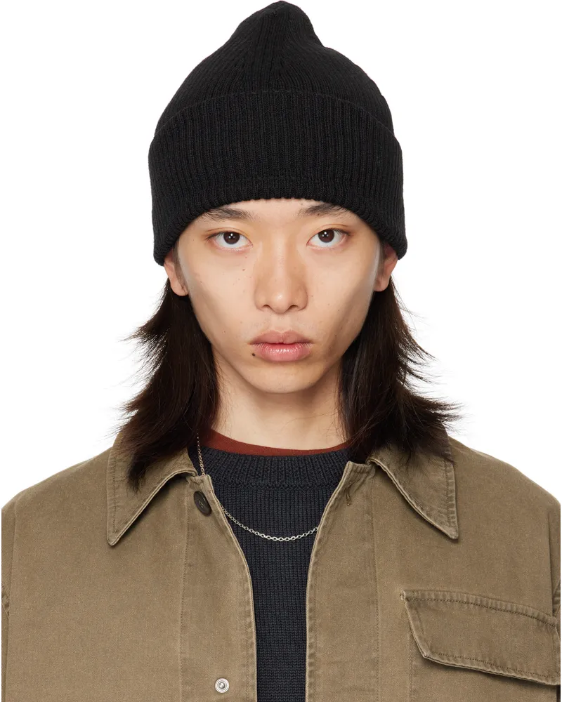 Our Legacy Black Knit Beanie Black