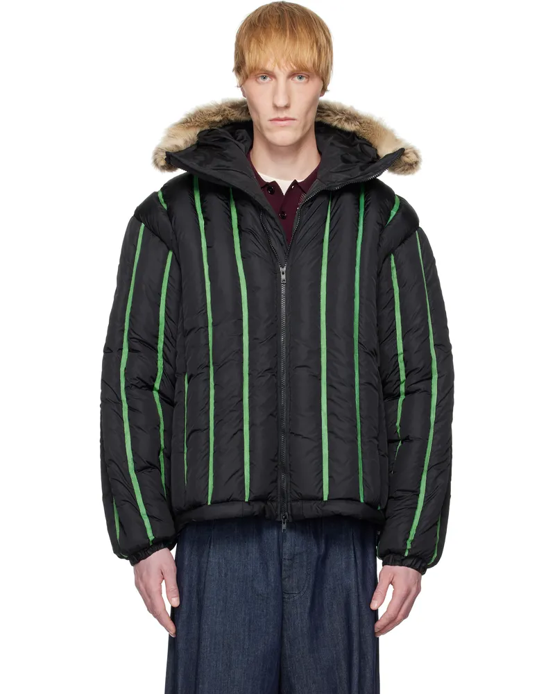 Stanley Raffington Black Quilted Puffer Bomber Jacket Black
