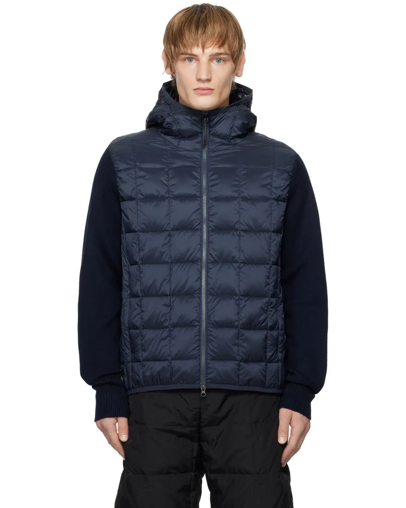 TAION Navy Hood Knit Down Jacket D.navy