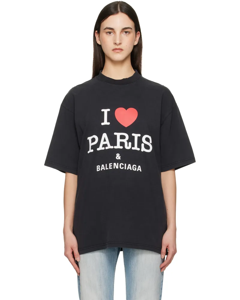 Balenciaga Black 'I Love Paris & Balenciaga' T-shirt 1041