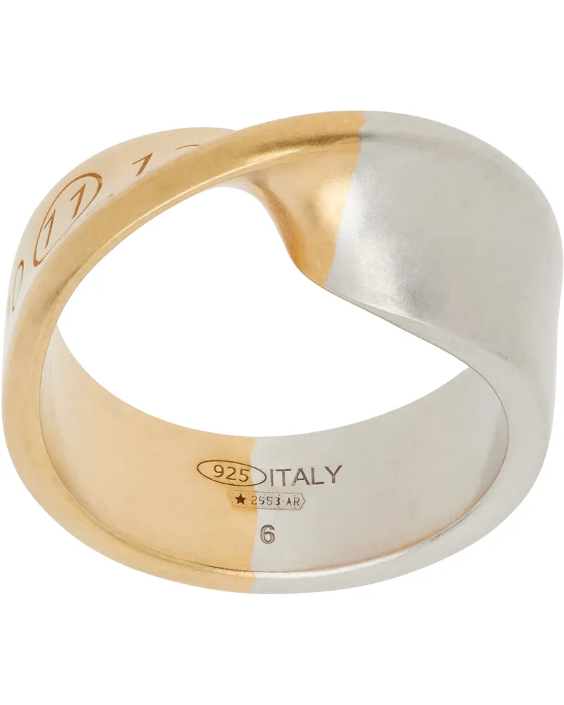 Maison Margiela Gold & Silver Twisted Numerical Logo Ring 961