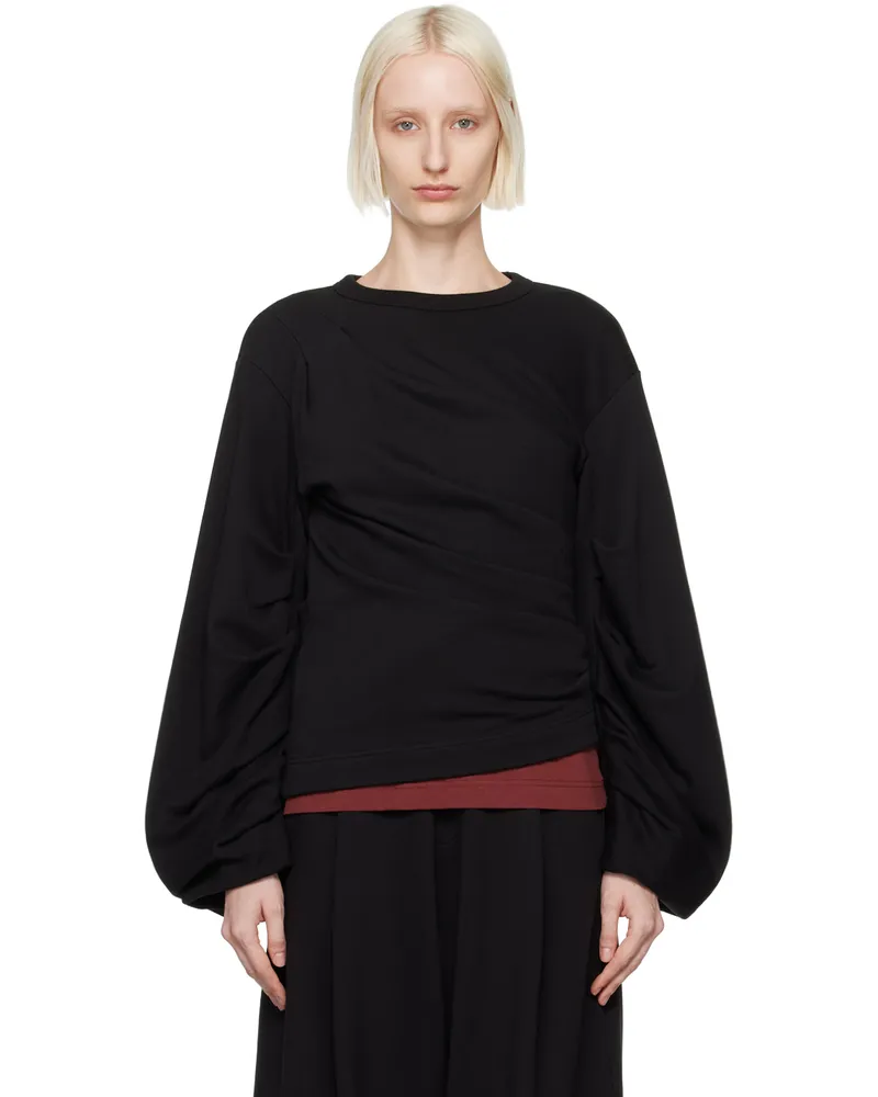 Dries van Noten Black Pleated Sweatshirt 900