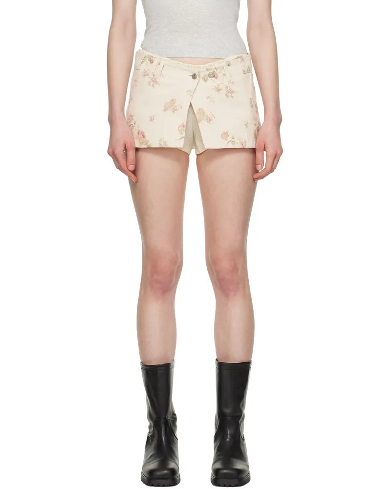 OPEN YY Beige Layered Boxer Short Miniskirt Beige
