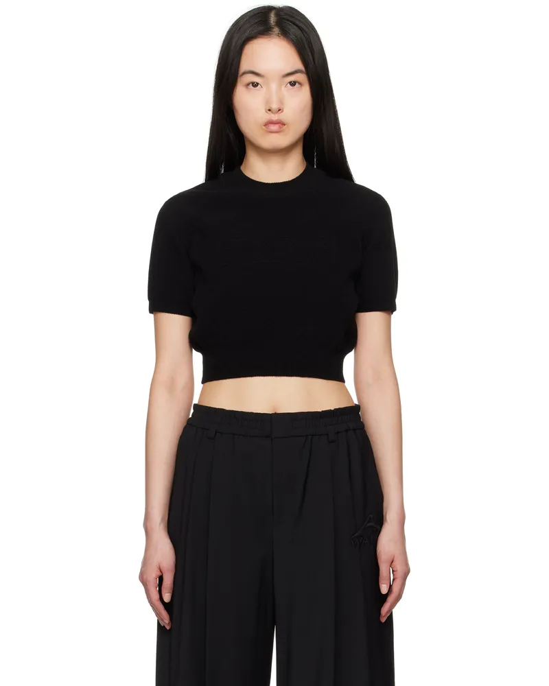 Alexander Wang Black Logo-Embossed Ribbed Chenille Top Black