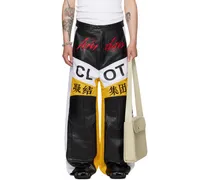 Yellow & White CLOT Edition Moto L-D Faux-Leather Trousers