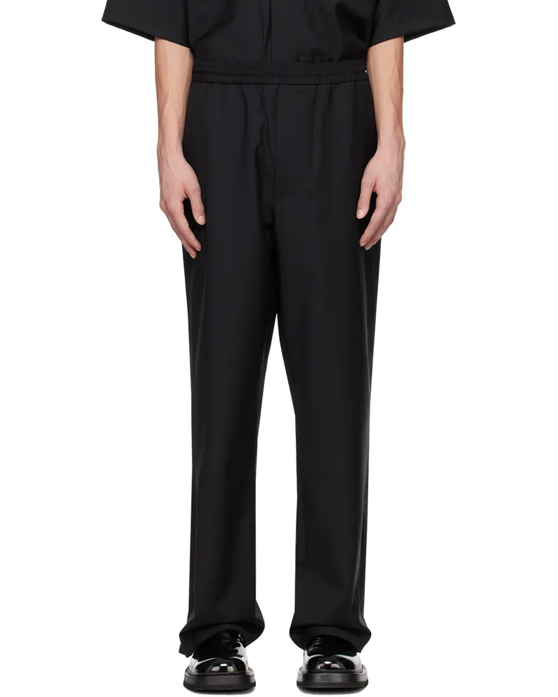 LOWNN Black Straight Trousers Black