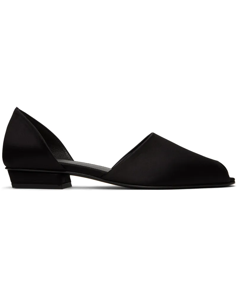 Totême Black 'The Peep-Toe' Slippers 200