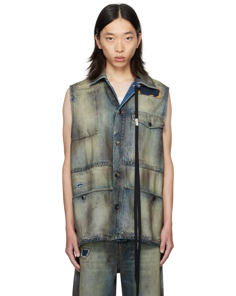 Ann Demeulemeester Blue Maks Sleeveless Denim Field Jacket Vintage