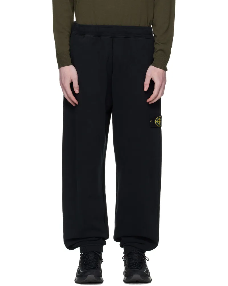Stone Island Black 6200004 Brushed Organic Cotton Fleece Sweatpants V0029