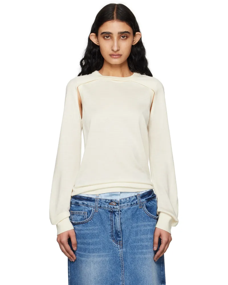 Helmut Lang Off-White Shrug Sweater Ivory