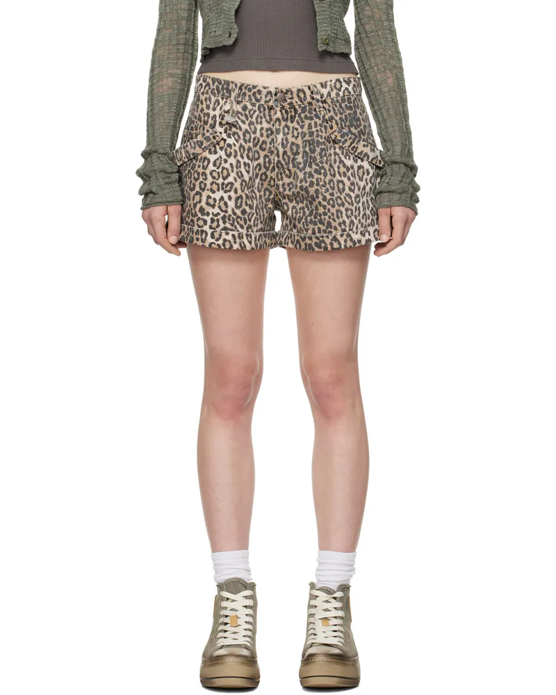 R13 Tan Pouch Pocket Shorts Ecru