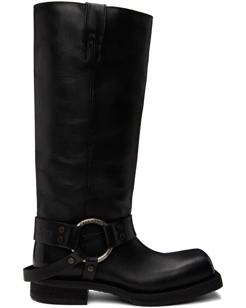 Acne Studios Black Leather Buckle Tall Boots 900