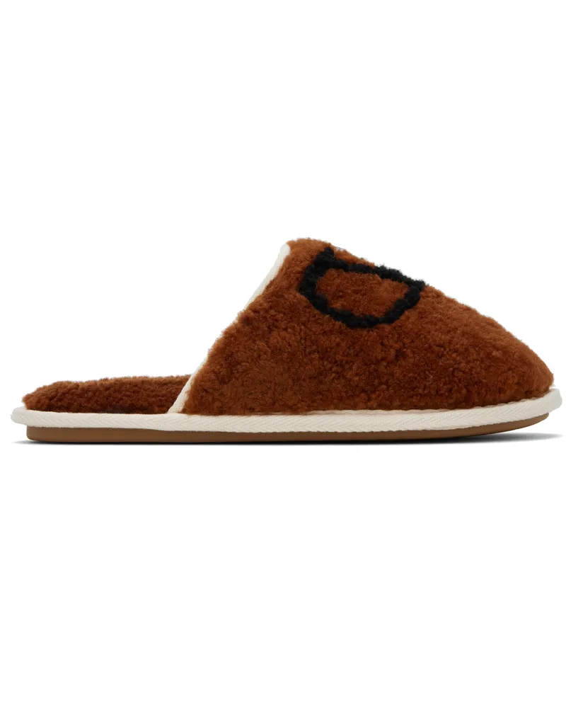 Valentino Garavani Brown Ta Chambre Wool Slippers Bkb