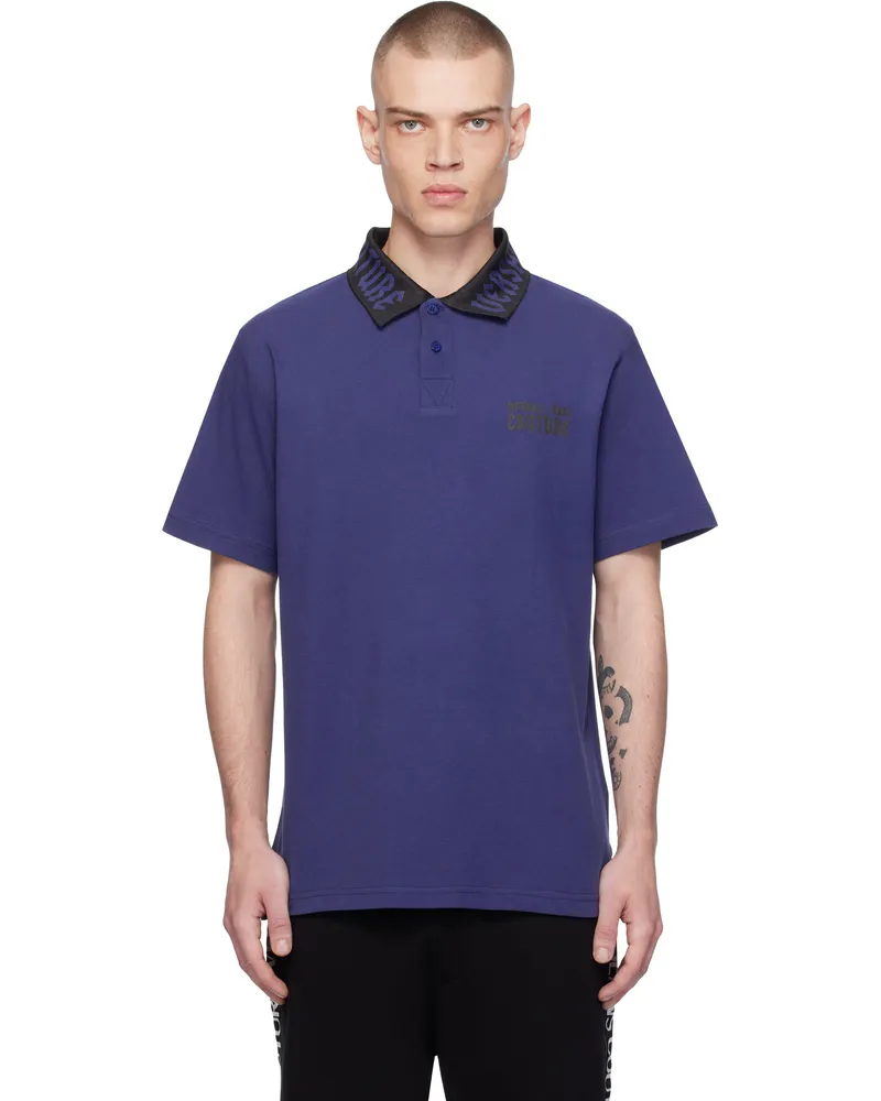 Versace Jeans Blue Gothic Logo Polo E238-steel