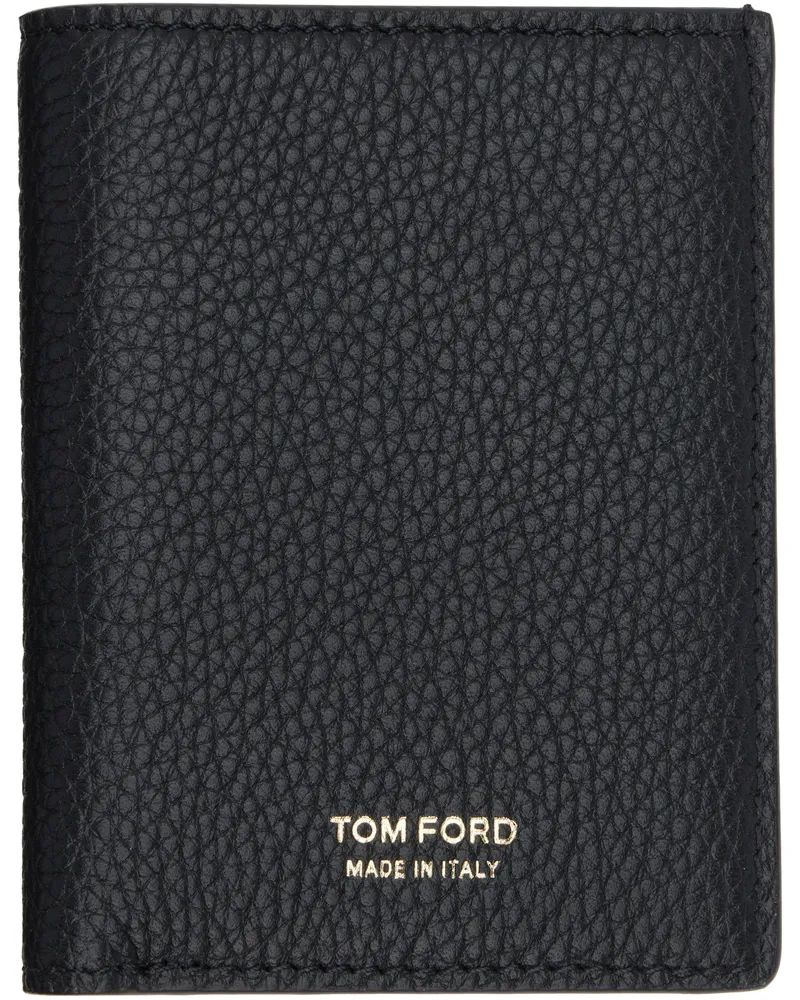 Tom Ford Black Grain Leather Folding Card Holder 1n001black