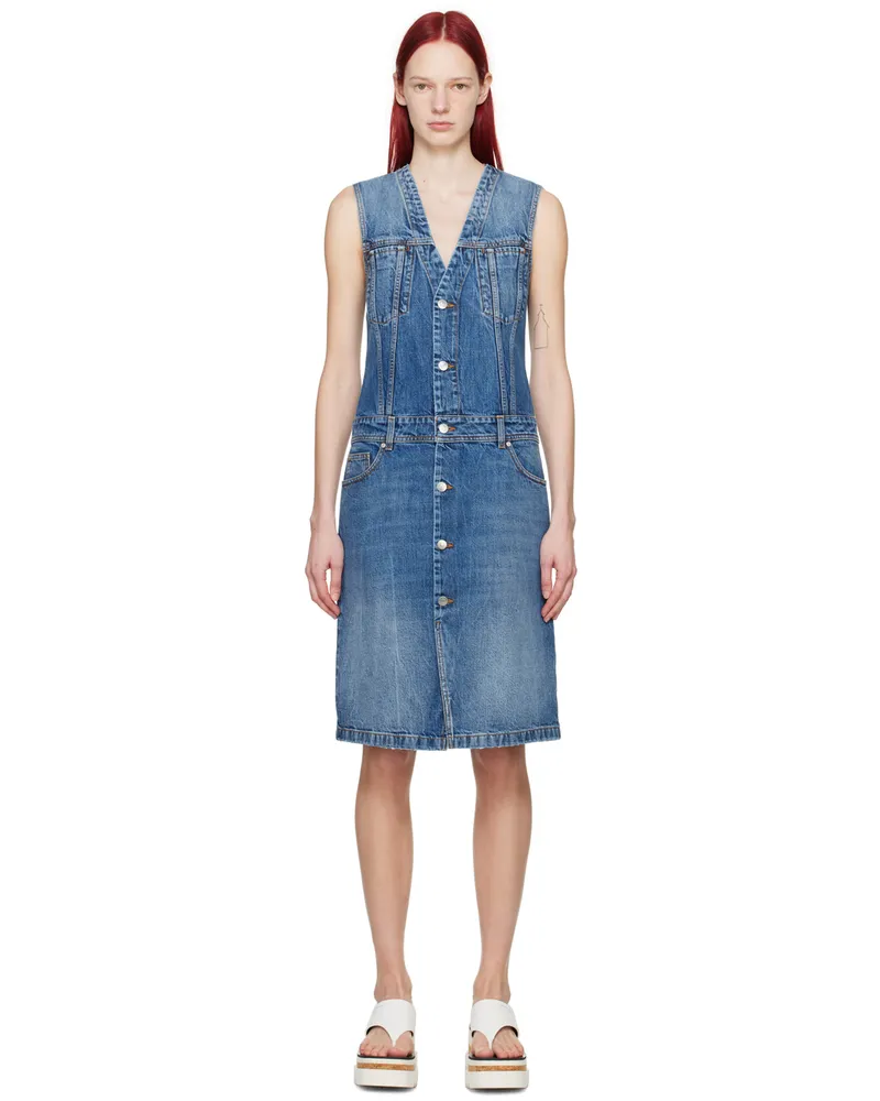 Stella McCartney Blue Paneled Denim Midi Dress 4406