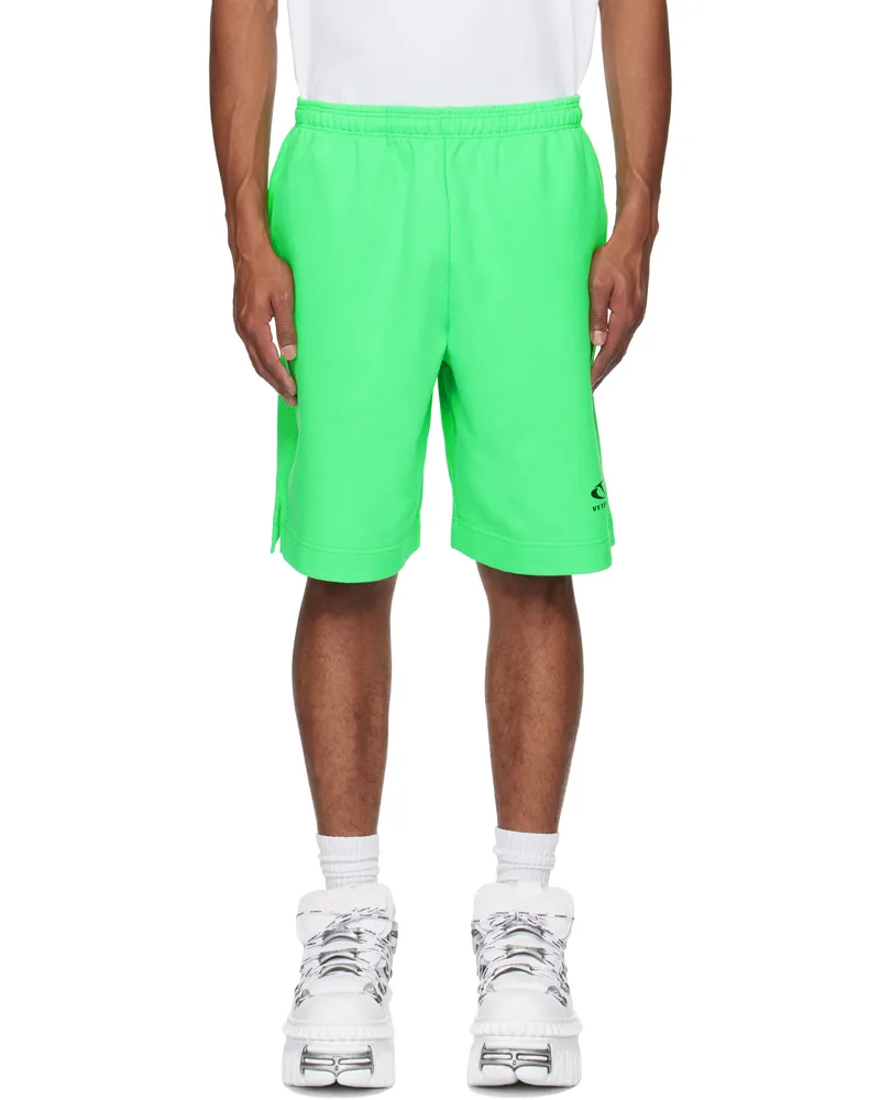 VETEMENTS Green Oval Logo Shorts Neon
