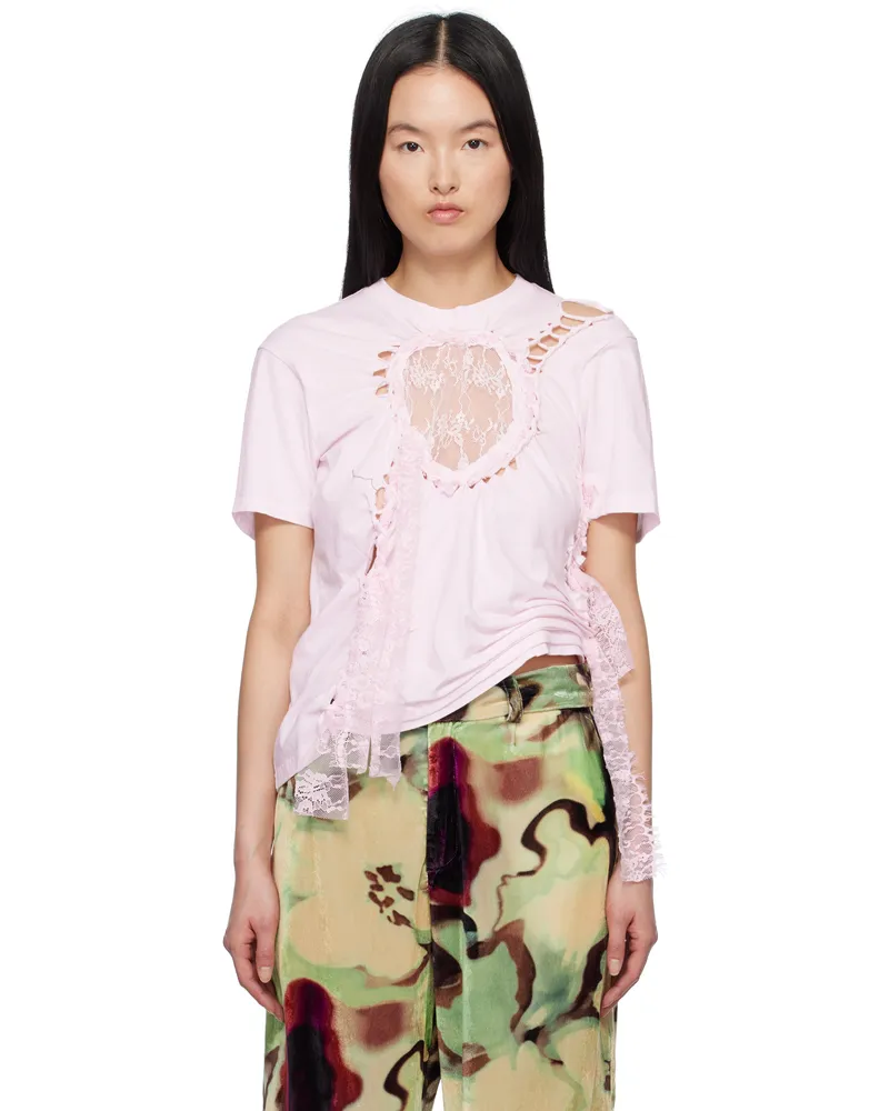 Collina Strada Pink Lace Heart Nash T-shirt Light