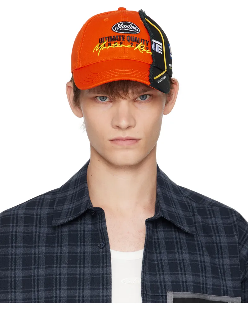 Martine Rose Orange & Black Collage Cap Orange