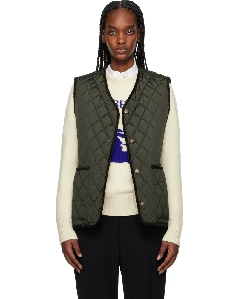 Burberry Green Quilted Nylon Vest Shale