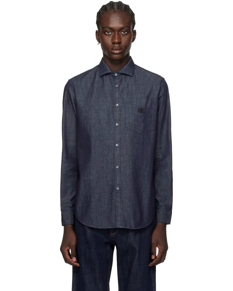Emporio Armani Indigo Lightweight Denim Shirt Blue