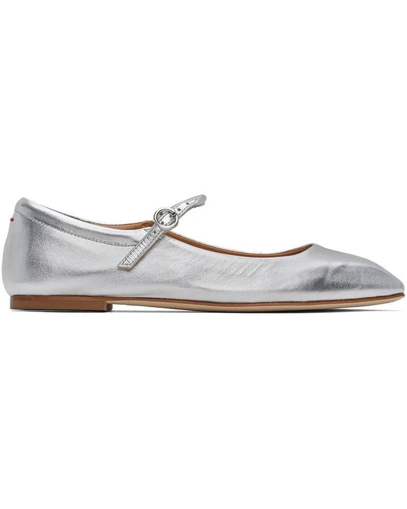 aeyde Silver Uma Ballerina Flats Silver