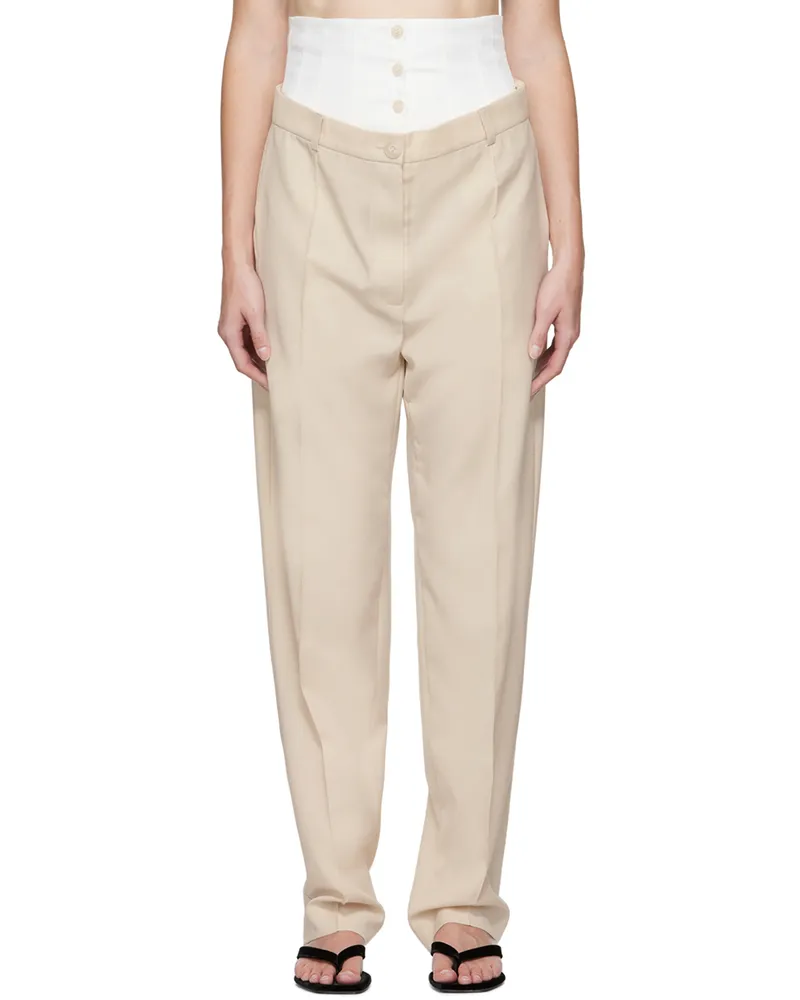 Olēnich Beige Corset Trousers Vanilla