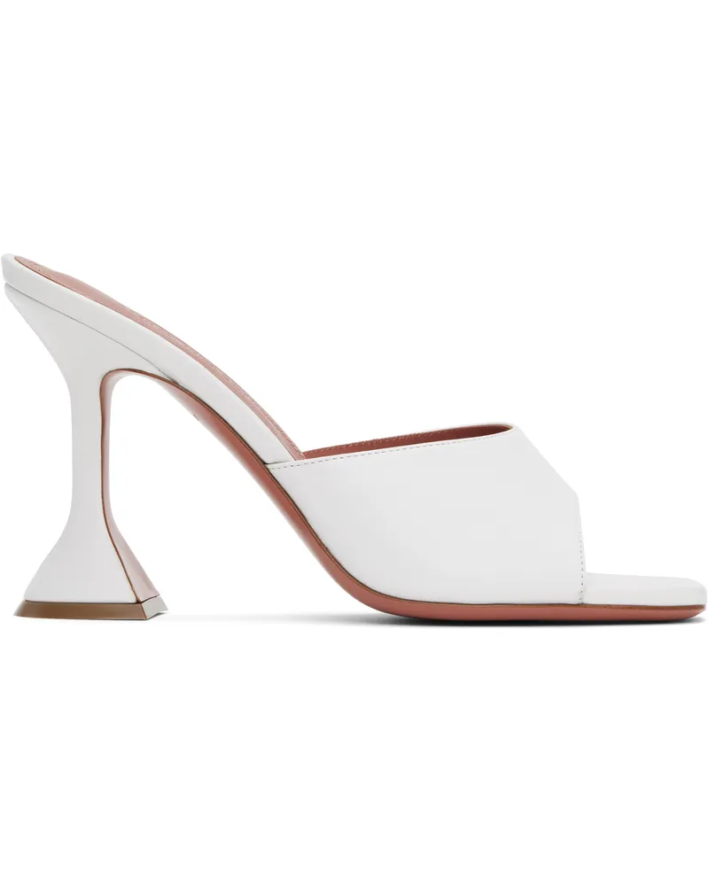 Amina Muaddi White Lupita Slipper Heeled Sandals White