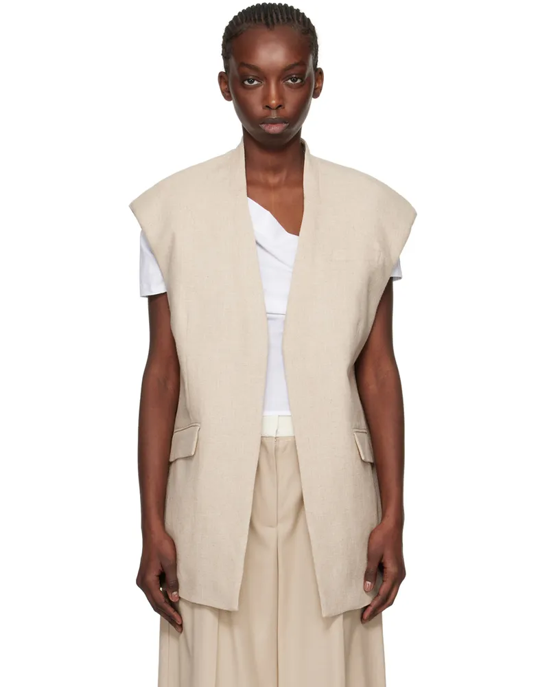 ROTATE Birger Christensen Beige Oversized Vest 11-4801