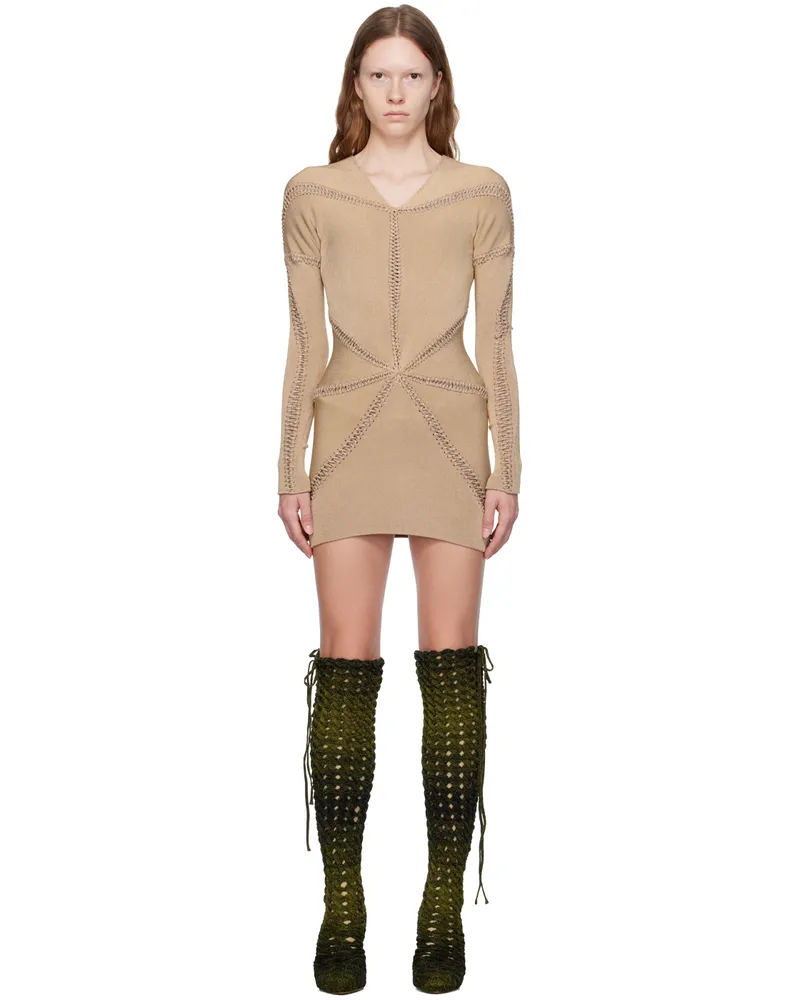 Isa Boulder Beige Ray Minidress Gold