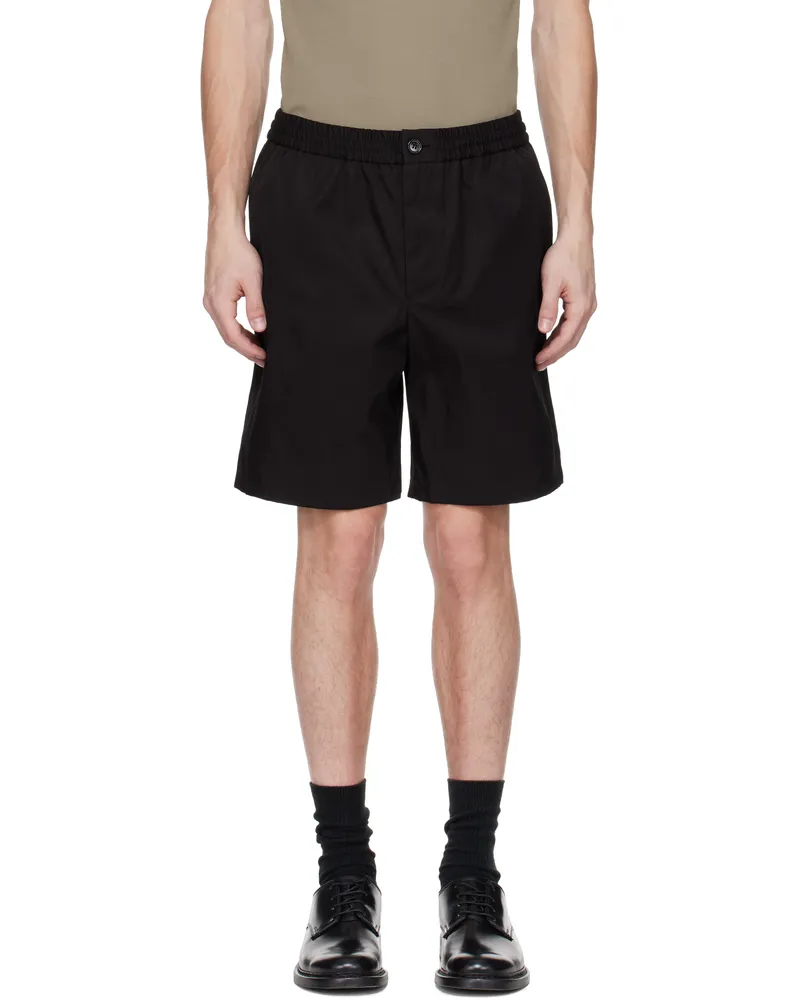 AMI Paris Black Twill Shorts 001