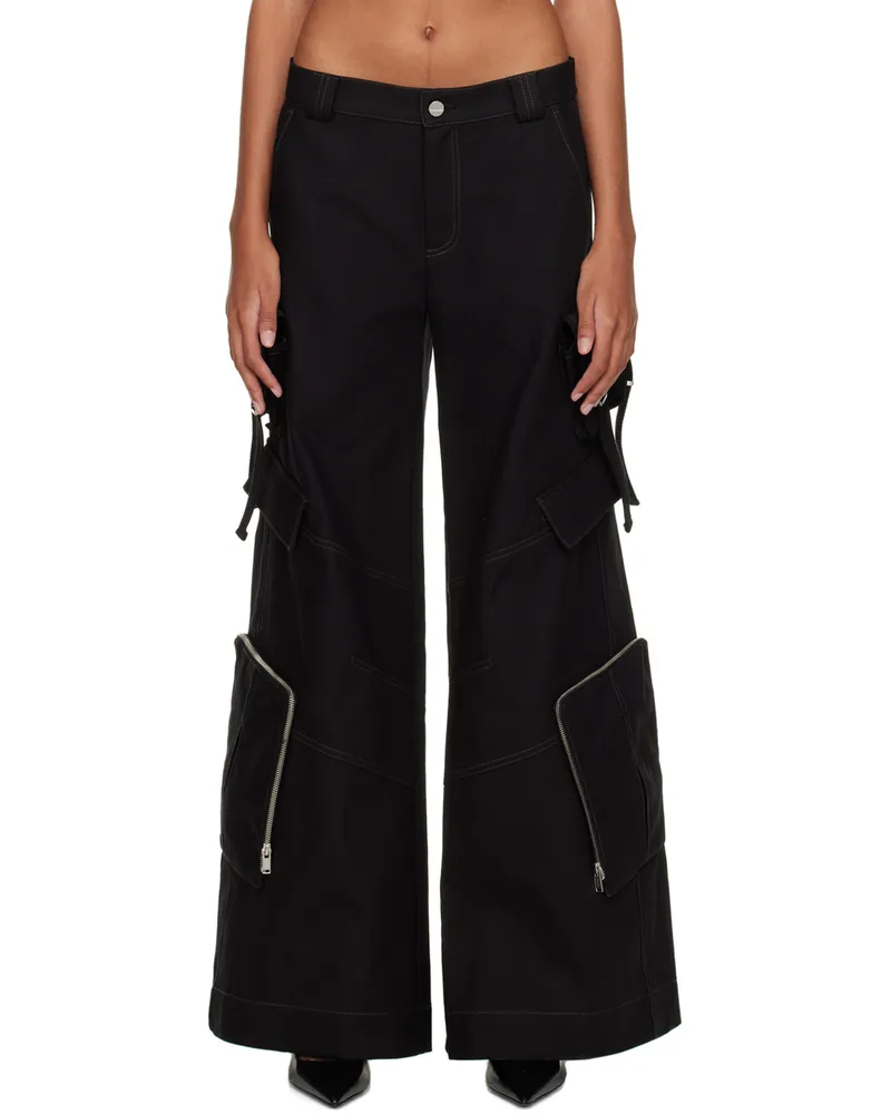 Dion Lee Black Multi-Pocket Cargo Trousers Black