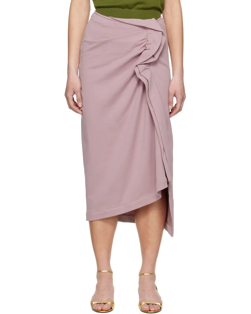 Dries van Noten Pink Ruffled Cotton Midi Skirt 305