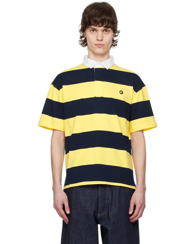 COPERNI Yellow & Navy Striped Polo Yellow-blue