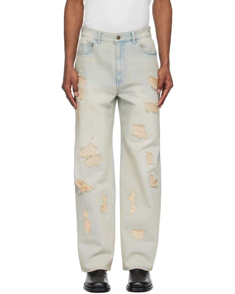 SOLID HOMME Blue Destroyed Jeans 716l