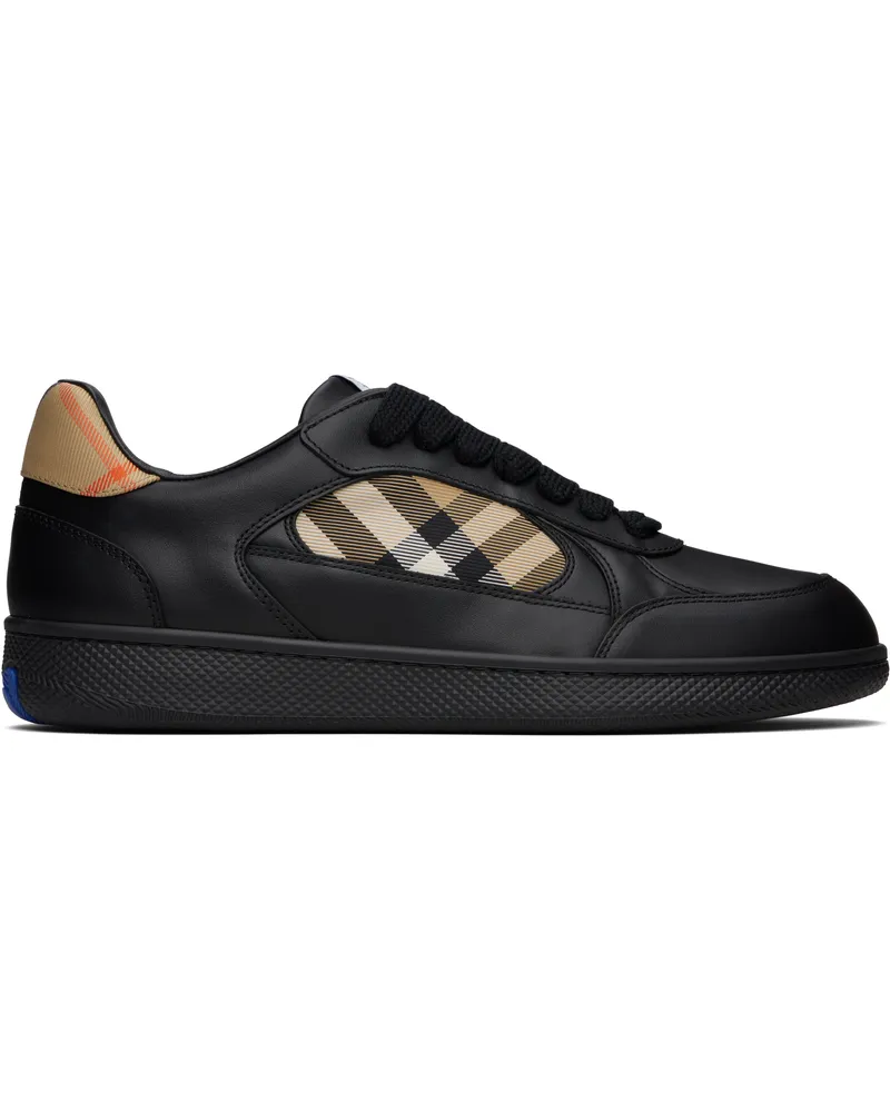 Burberry Black Leather & Check Terrace Sneakers Black