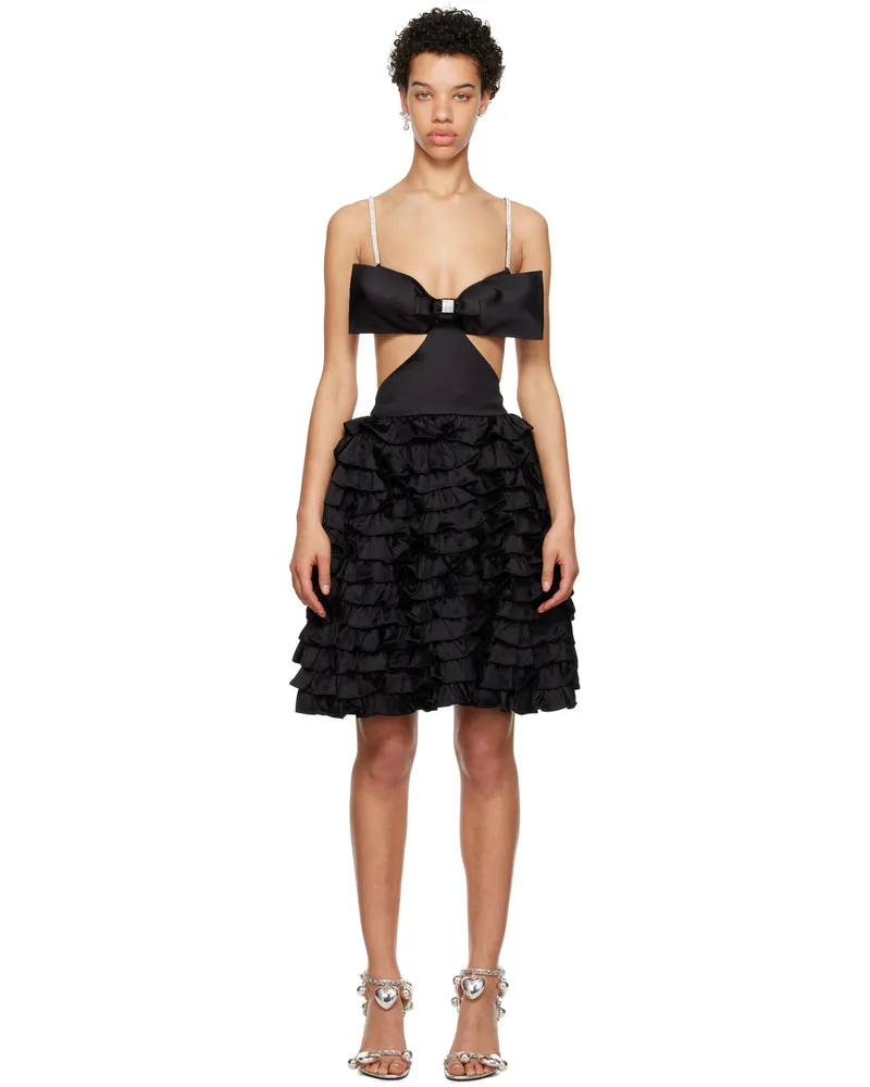 SHUSHU/TONG Black Mercerized Cutout Mini Dress Ba100