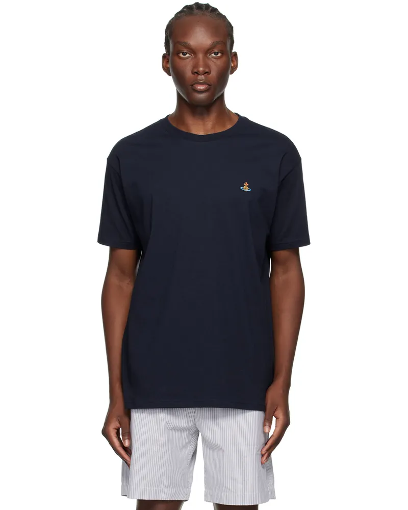 Vivienne Westwood Navy Classic Multicolour Orb T-Shirt Aw23-navy