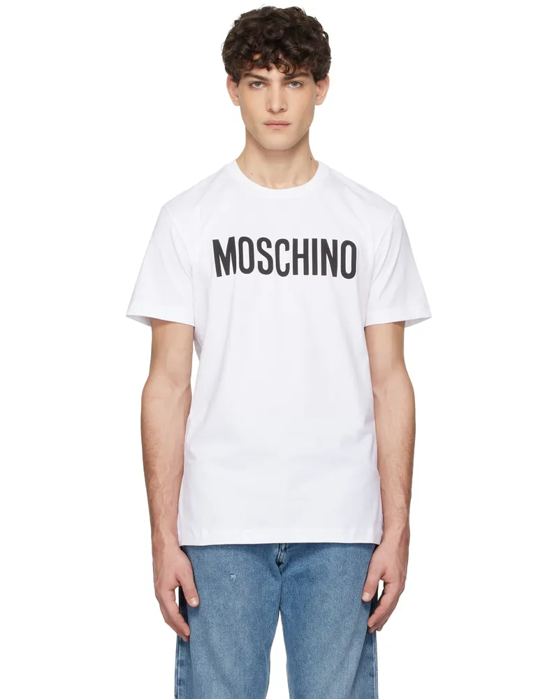 Moschino White 'Moschino' Institutional T-shirt Multi