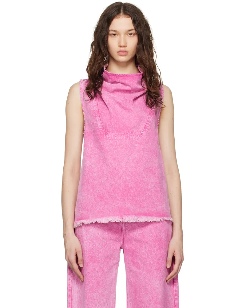 Marques ' Almeida Pink Cowl Denim Tank Top Pink