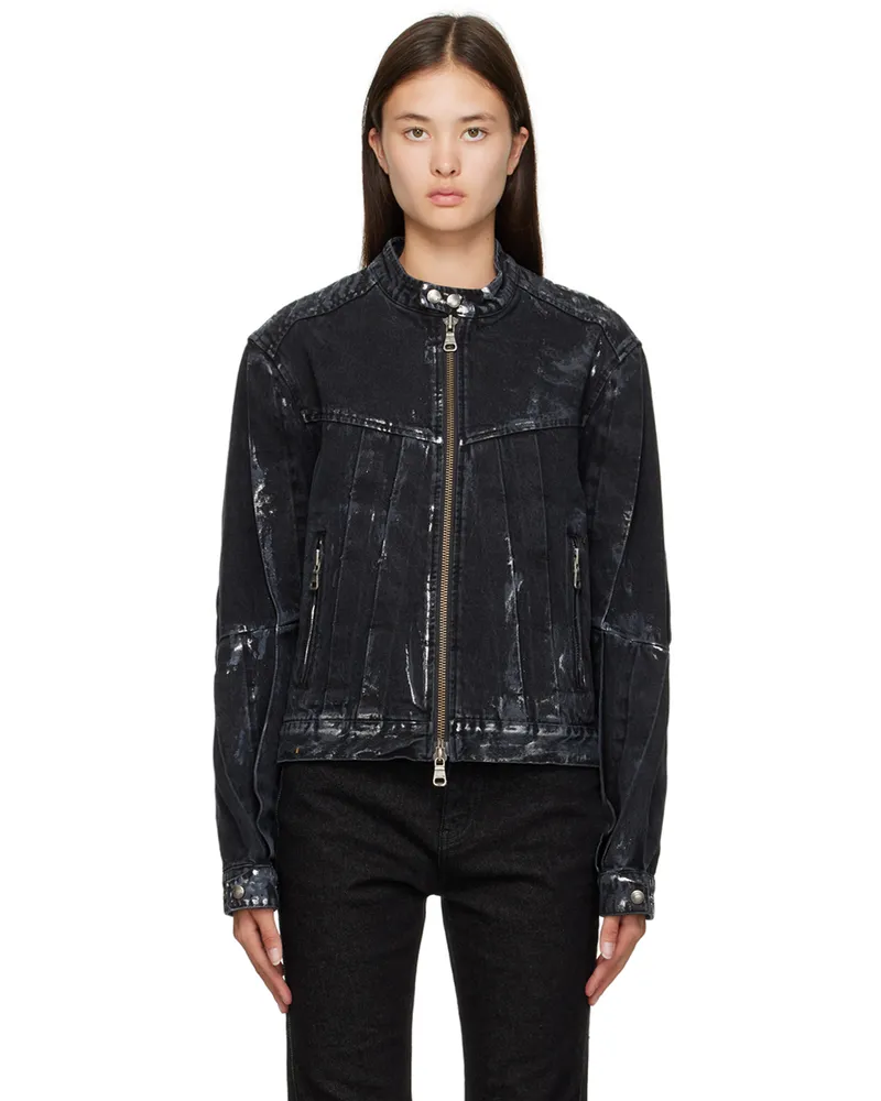 Andersson Bell Black Zip Denim Jacket Black
