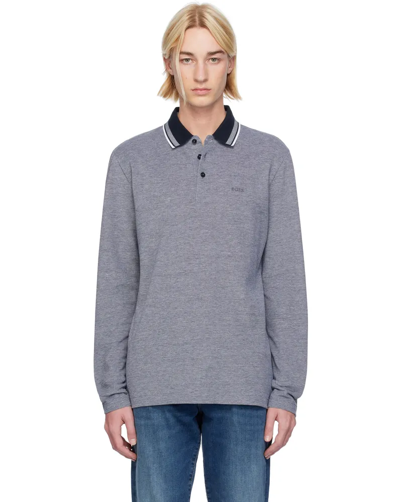 HUGO BOSS Gray Spread Collar Polo 404-dark