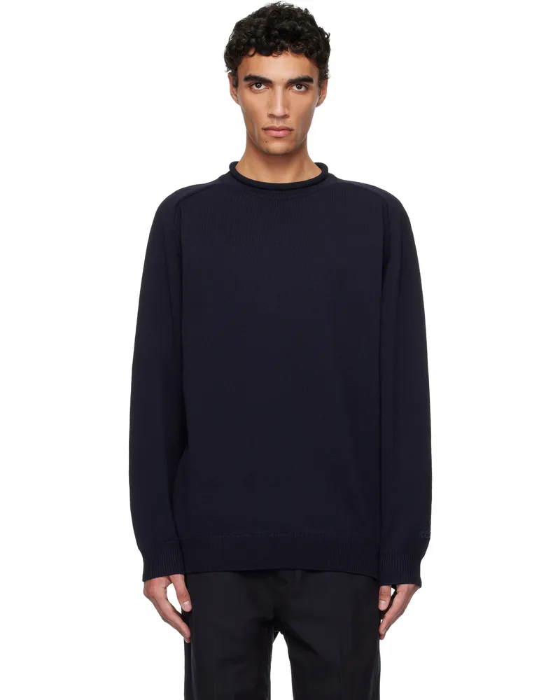 nanamica Navy 12G Crew Neck Sweater Navy