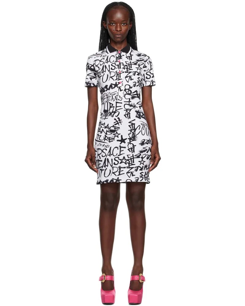 Versace Jeans White & Black Graffiti Minidress E003