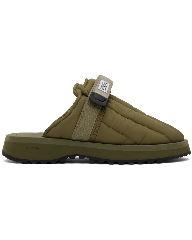 SUICOKE Khaki ZAVO-PUFFab Slippers Dark