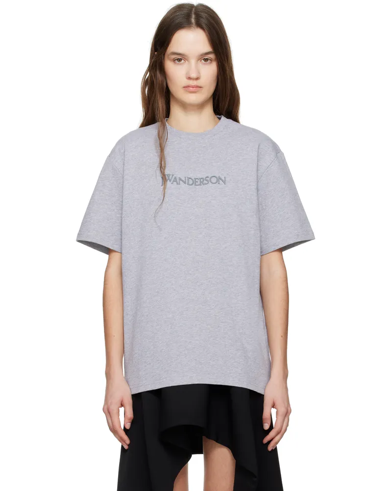 J.W.Anderson Gray Flocked Logo T-shirt 907