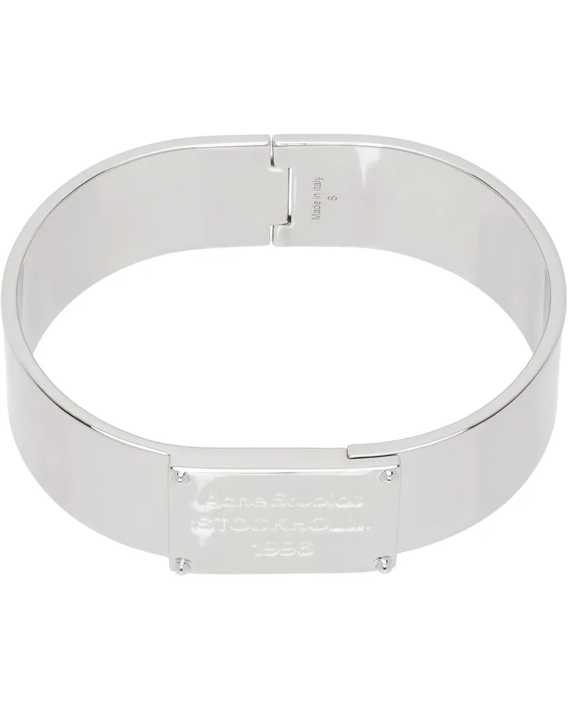 Acne Studios Silver Engraved Logo Bracelet Aae